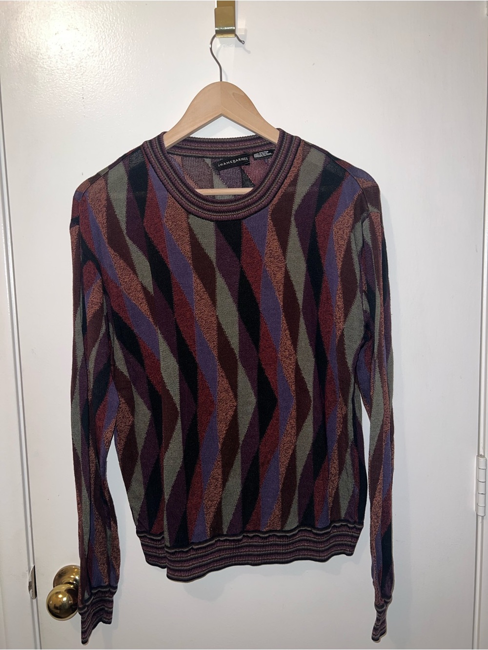 Jhane Barnes Multicolor Geometric Pure Silk Sweater
